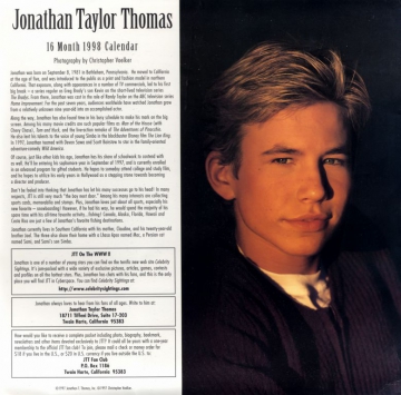 1998 Jonathan Taylor Thomas Calendar - Introduction