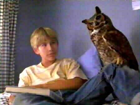 Marshall (Jonathan Taylor Thomas) with the owl Fiona in Wild America.