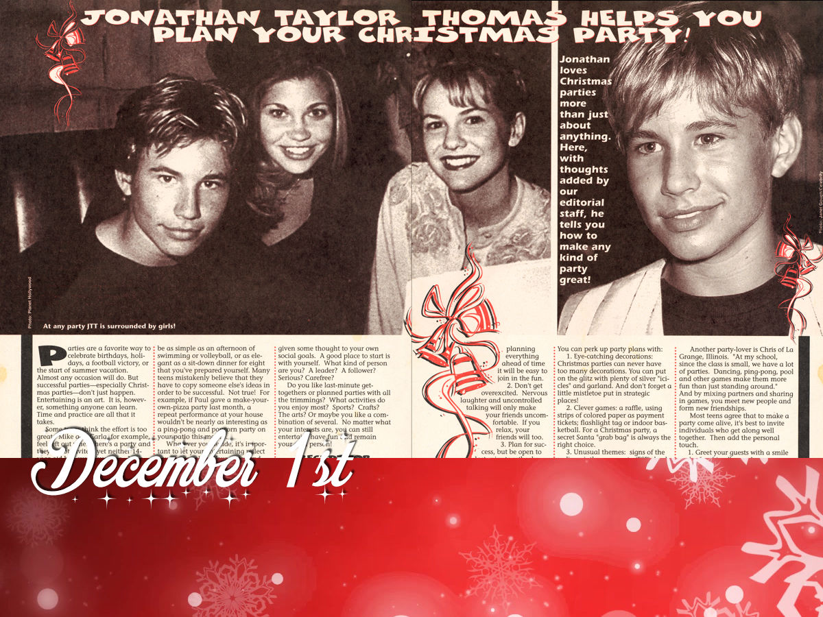 December 1st - Jonathan Taylor Thomas Helps You Plan Your Christmas Party!